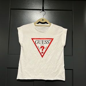 Guess White Tee with Red Logo - Kids